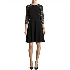 Ronni Nicole Black Lace Sleeve Fit & Flare Dress | Size 10 | NWT